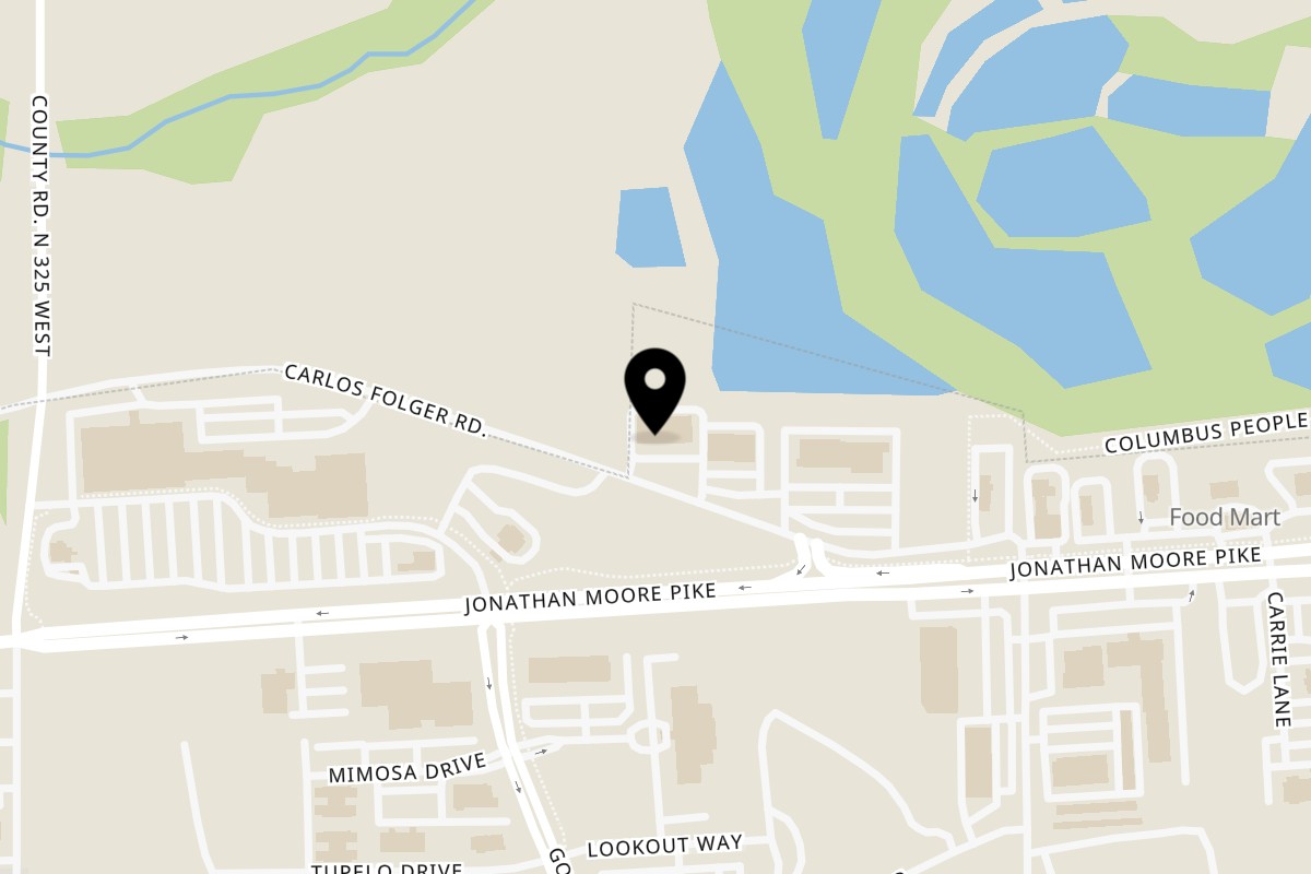 Map showing the location of La Patrona Cantina and Grill on 3860 W Carlos Folger Dr in Columbus